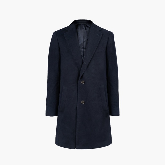 SUITSUPPLY Pure Wool Navy Overcoat Vicenza Int J4611 USA 38 Free CANALI Silk Tie - Picture 1 of 16